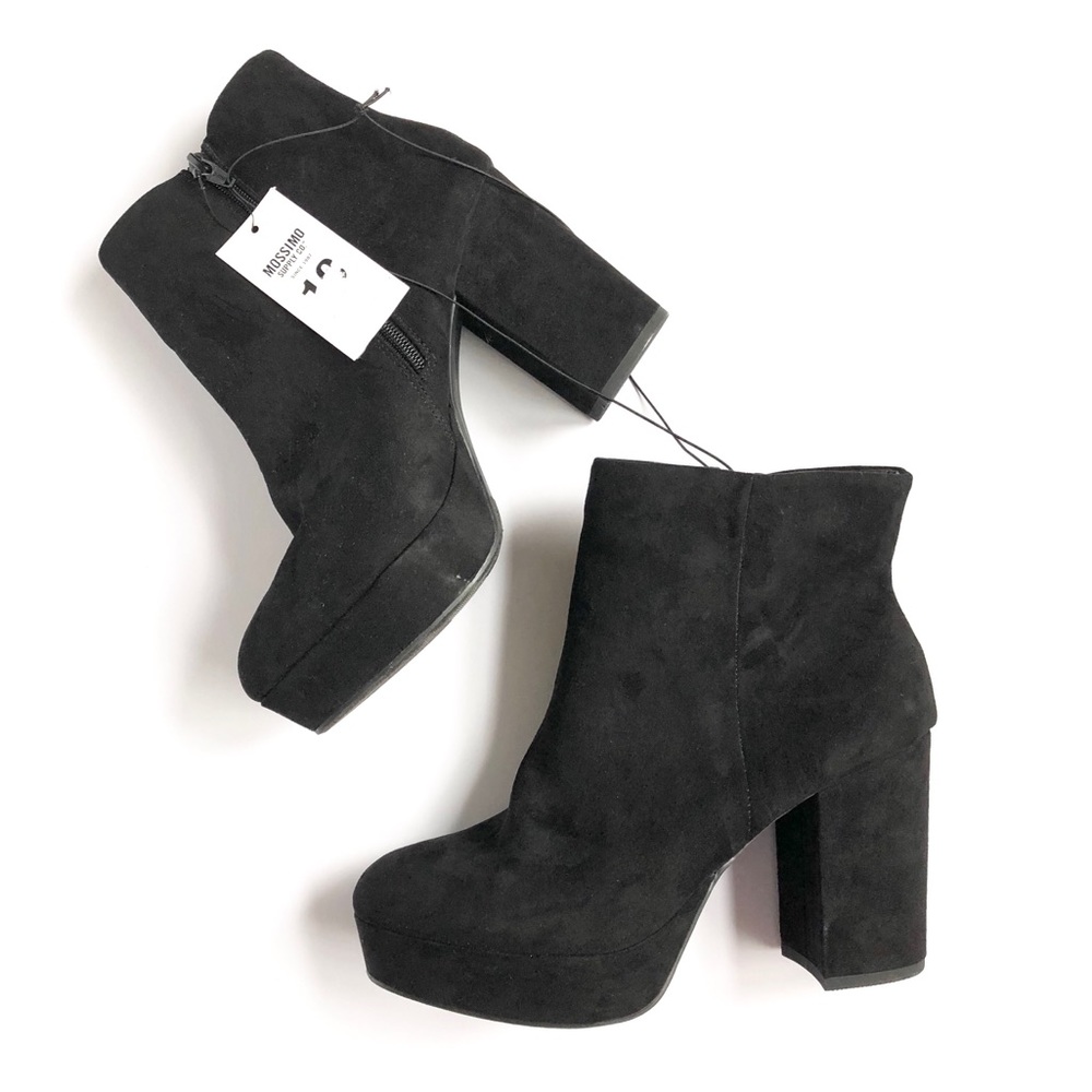 MOSSIMO | NWT Black Block Heel Boots Velvety Soft